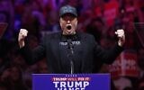 Elon Musk speaks before Republican presidential nominee former president Donald Trump at a campaign rally at Madison Square Garden, in New York, October 27, 2024. (Evan Vucci/AP)