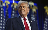 US President-elect Donald Trump arrives at an election night watch party at the Palm Beach Convention Center, in West Palm Beach, Florida, November 6, 2024. (Evan Vucci/AP)
