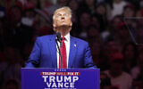 Republican presidential nominee and former US president Donald Trump speaks at a campaign rally at Madison Square Garden, in New York, October 27, 2024. (AP Photo/Evan Vucci)