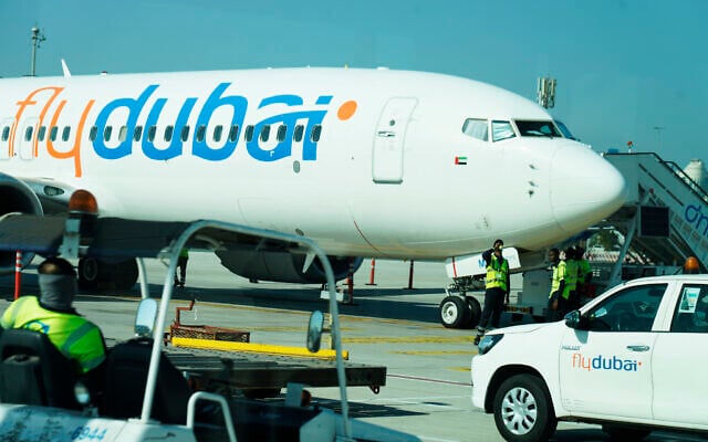 Workers prepare a FlyDubai flight at Dubai International Airport in Dubai, United Arab Emirates, Oct. 18, 2024. (AP Photo/Jon Gambrell) Workers prepare a FlyDubai flight at Dubai International Airport in Dubai, United Arab Emirates, Oct. 18, 2024. (AP Photo/Jon Gambrell)
