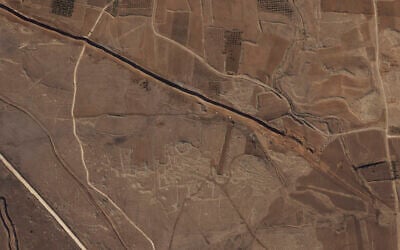 This satellite image from Planet Labs PBC shows Israeli forces digging along the Alpha Line separating the Golan Heights from a demilitarized zone in Syria patrolled by United Nations forces on November 5, 2024. (Planet Labs PBC via AP)