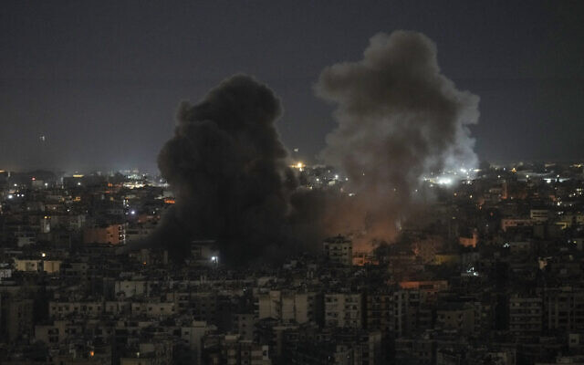 Smoke rises after an Israeli airstrike on Dahiyeh, in the southern suburb of Beirut, Lebanon, November 16, 2024. (AP Photo/Bilal Hussein) Smoke rises after an Israeli airstrike on Dahiyeh, in the southern suburb of Beirut, Lebanon, November 16, 2024. (AP Photo/Bilal Hussein)