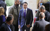 Amos Hochstein, center, US special envoy for Lebanon, is received ahead of a meeting with Lebanese Parliament speaker Nabih Berri, in Beirut, November 19, 2024. (AP Photo/Hassan Ammar)