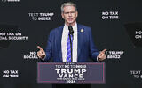 Investor Scott Bessent speaks on the economy in Asheville, North Carolina, August 14, 2024. (Matt Kelley/AP)