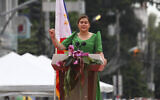 The Philippines' then-Vice President-elect, Sara Duterte, daughter of the outgoing populist president, speaks during her oath-taking rites in her hometown, Davao City, in the southern Philippines, June 19, 2022. (AP Photo/Manman Dejeto)