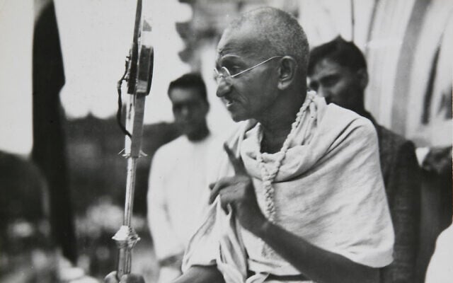 Mahatma Gandhi in a photo from a period album collected by AP reporter James A. Mills, circa 1931. (AP Photo/James A. Mills)