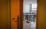 Illustrative photo of an empty classroom at a school in Jerusalem, on September 1, 2024. (Chaim Goldberg/Flash90)
