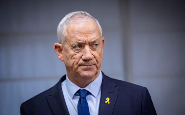 National Unity party leader Benny Gantz leads a faction meeting at the Knesset in Jerusalem, November 4, 2024. (Yonatan Sindel/Flash90) National Unity party leader Benny Gantz leads a faction meeting at the Knesset in Jerusalem, November 4, 2024. (Yonatan Sindel/Flash90)