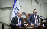 Justice Minister Yariv Levin speaks in the Knesset plenum, November 13, 2024. (Chaim Goldbergl/Flash90)