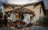 A house hit from missiles fired by Hezbollah from Lebanon into Metula, on the Israeli border with Lebanon, November 20, 2024. (David Cohen/Flash90)