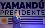 Yamandu Orsi, the presidential candidate of left-wing coalition Broad Front, delivers a speech after winning the presidential election in Montevideo, Uruguay, Nov. 24, 2024. (Nicolas Celaya/JTA via Xinhua via Getty Images)