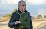 Prime Minister Benjamin Netanyahu visits Israel's northern border on November 3, 2024. (Maayan Toaf/GPO)