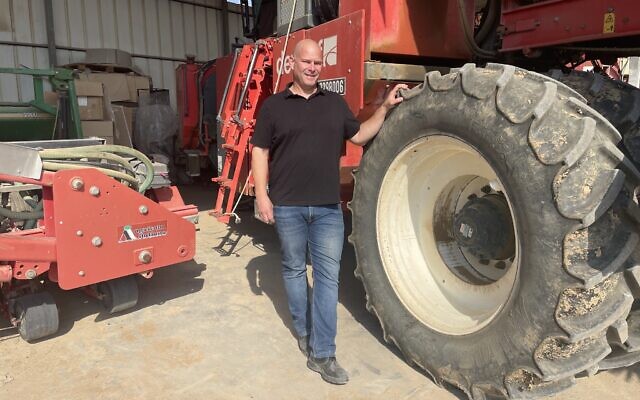 Amir Dagan, CEO of Alumim Agriculture, at Kibbutz Alumim, southern Israel, November 3, 2024. (Sue Surkes/Times of Israel)