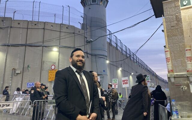 Rabbi Daniel De'ei, who organizes and financially supports round-the-clock Torah studies at Rachel's Tomb, Bethlehem, November 11, 2024. (Mati Wagner/Times of Israel)