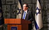 President Isaac Herzog speaks at an event marking one year since hostages were released from Gaza during a one-week ceasefire with the Hamas terror group, at the President's Residence in Jerusalem, November 24, 2024. (Haim Zach/GPO)