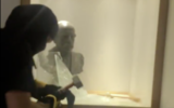 Footage posted to social media by anti-Israel group Palestine Action purports to show two activists stealing two busts, one of them of Israel's first president, from the University of Manchester, November 1, 2024. (Screenshot, used in accordance with Clause 27a of the Copyright Law)