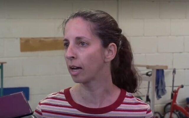 Sarah Yasour, a teacher at a kindergarten in Nesher that was hit by a drone, speaks to the media, November 12, 2024 (Ynet video screenshot; used in accordance with Clause 27a of the Copyright Law) Sarah Yasour, a teacher at a kindergarten in Nesher that was hit by a drone, speaks to the media, November 12, 2024 (Ynet video screenshot; used in accordance with Clause 27a of the Copyright Law)