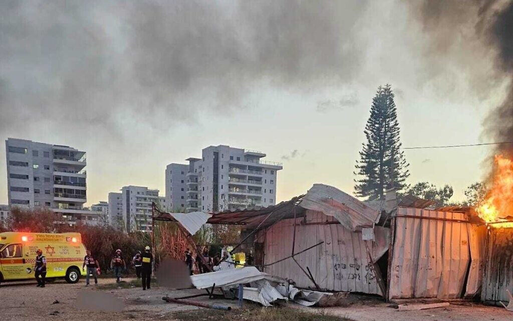 The scene of a deadly rocket impact in Nahariya after a barrage from Lebanon, November 12, 2024. (Magen David Adom)