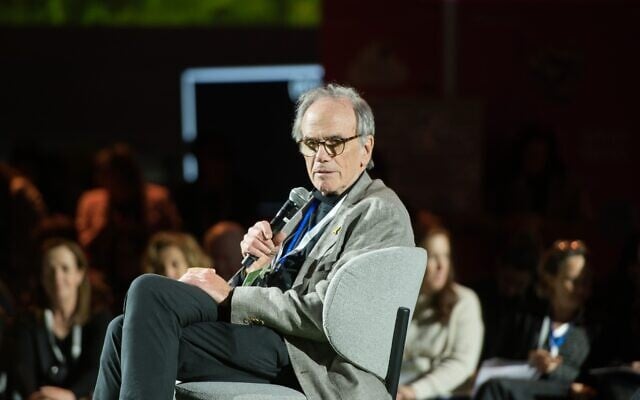 Prof. Michael Feuer speaking at the 2024 International Education Conference in Tel Aviv, on November 25, 2024. (Sharon Eliasi/ courtesy)