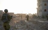 Reservists of the 252nd Division operate in the Netzarim Corridor area of the central Gaza Strip, in a handout photo published November 6, 2024. (Israel Defense Forces)