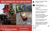 An online post headed 'No Zionists in UEFA/FIFA' calling for protests as 'a direct clash' with Israeli security forces and the Mossad in Amsterdam on November 7, 2024. (Screen grab via Instagram used in accordance with Clause 27a of the Copyright Law)