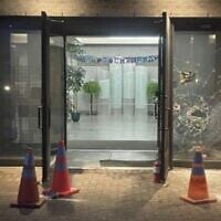 Damage caused by a firebomb at Beth Tikvah synagogue, Montreal, December 18, 2024. (B'nai Brith Canada via JTA)