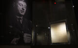 This photograph taken on December 6, 2024, shows a pages from original manuscript of General de Gaulle's 1940 "Appeal of June 18," displayed ahead of an auction of General de Gaulle's personal memorabilia and writings (the manuscript displayed in the photograph is not up for sale, however), at Artcurial auction house in Paris. (Grégoire CAMPIONE / AFP)