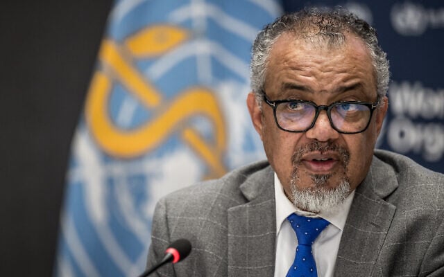 WHO Director-General Tedros Adhanom Ghebreyesus looks on during a press conference at the World Health Organization's headquarters in Geneva, Switzerland, December 10, 2024. (Fabrice Coffrini / AFP) WHO Director-General Tedros Adhanom Ghebreyesus looks on during a press conference at the World Health Organization's headquarters in Geneva, Switzerland, December 10, 2024. (Fabrice Coffrini / AFP)