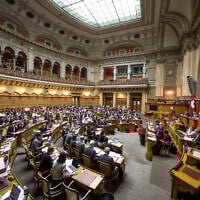 The Swiss House of Parliament in Bern, on December 11, 2024. (Fabrice Coffrini/ AFP)