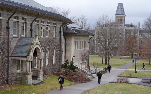 People walk on the campus of Cornell University in Ithaca, New York, February 2, 2024. (AP/Seth Wenig) People walk on the campus of Cornell University in Ithaca, New York, February 2, 2024. (AP/Seth Wenig)