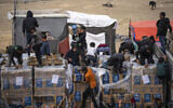 Palestinians grab humanitarian aid from a truck as it crossed into the Gaza Strip in Rafah, December 17, 2023. (AP Photo/Fatima Shbair, File)