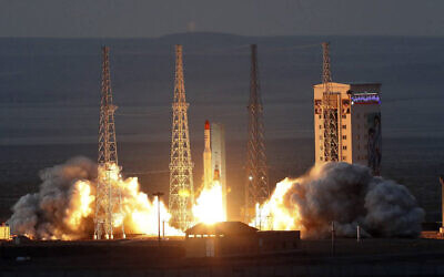 This image released by Iran's Defense Ministry on Dec. 6, 2024, shows the launch of the Simorgh, or "Phoenix," rocket at the Imam Khomeini Space Center in rural Semnan province, Iran. (Iran Defense Ministry via AP)