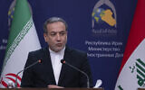 Iranian Foreign Minister Abbas Araghchi speaks during a news conference with his Iraqi counterpart in Baghdad, Iraq, December 6, 2024. (Hadi Mizban/AP)