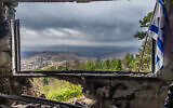 A view of south Lebanon from a destroyed home in Kibbutz Manara, November 27, 2024. (Eli Katzoff)