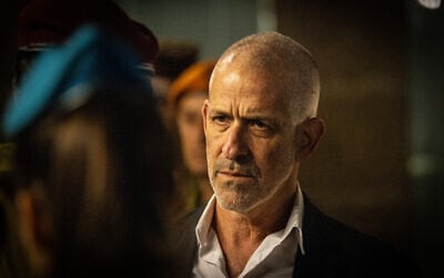 Ronen Bar, head of the Shin Bet security service, attends a ceremony held at the Yad Vashem Holocaust museum in Jerusalem, on Holocaust Remembrance Day, May 5, 2024. (Chaim Goldberg/Flash90)