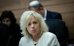 Attorney General Gali Baharav-Miara attends a Constitution, Law and Justice Committee meeting in the Knesset in Jerusalem, on November 18, 2024. (Yonatan Sindel/Flash90)