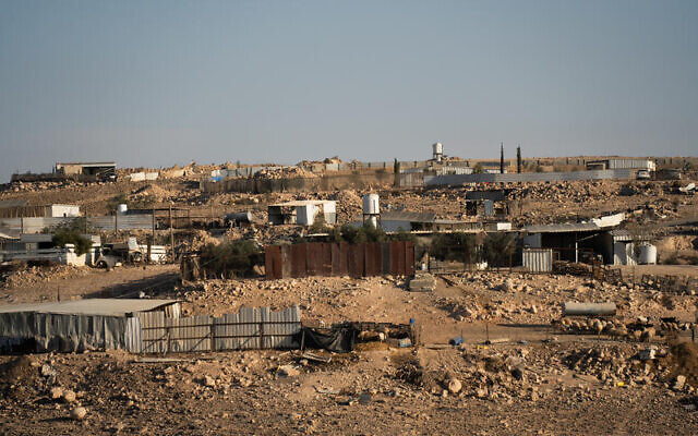 View of an unrecognized Bedouin village in the Negev desert, southern Israel, November 21, 2024. (Yaniv Nadav/Flash90)