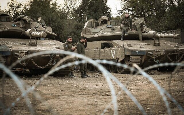 Israeli soldiers near the border with Syria, December 8, 2024. (Michael Giladi/Flash90)
