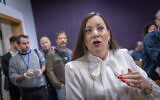 MK Tally Gotliv arrives at the courtroom at the District court in Tel Aviv, before the start of the testimony of Israeli Prime Minister Benjamin Netanyahu in his corruption trial, December 10, 2024. (Chaim Goldberg/Flash90)