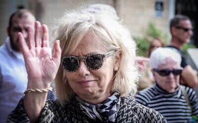 Attorney General Gali Baharav Miara attends the funeral of former Judge Elisheva Barak-Ussoskin at the Kiryat Shaul Cemetery in Tel Aviv, December 11, 2024. (Avshalom Sassoni/Flash90)