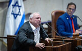 Regional Cooperation Minister David Amsalem at a Knesset session, December 16, 2024. (Chaim Goldberg FLASH90)