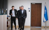 Foreign Minister Gideon Sa'ar (R) is seen in the Knesset in Jerusalem, December 23, 2024. (Chaim Goldberg/Flash90)