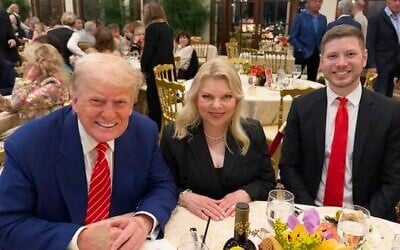 US President-elect Donald Trump (left) dines with Sara Netanyahu and Yair Netanyahu at the Trump International Golf Course in Florida on December 1, 2024. (Yair Netanyahu/X)