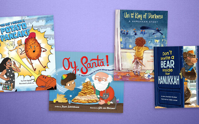 "Oy, Santa" is among the Hanukkah children's books that also deal with Christmas that have come out in 2024. (Collage by Joseph Strauss / JTA)