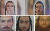 Clockwise from top left: Moshe Gallant, Yosef Tefilinski, Natan Shapira, Israel Meir Shasha and Shimon Tefilinski, who were killed in a car crash in Morocco on December 6, 2024. (Courtesy)