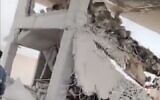 Screen capture from unconfirmed video purporting to show the aftermath of an alleged Israeli strike on a weapons warehouse in the city of Adra, on the eastern outskirts Damascus, Syria, December 29, 2024. (X. Used in accordance with Clause 27a of the Copyright Law)