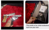 Threats that Donovan Hall allegedly sent to the Settenbrino family over videos their son shared from Gaza. (Courtesy)