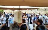 Conservative rabbis pray at the Ezrat Yisrael egalitarian prayer space at the Western Wall, December 12, 2024. (Courtesy/ File)