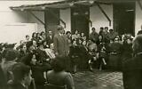 A gathering in Morocco in the 1950s for Hanukkah (Courtesy Alliance Israelite)