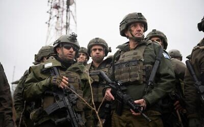 IDF Chief of Staff Lt. Gen. Herzi Halevi, center-right, meets with officers in southern Lebanon, December 29, 2024. (IDF)